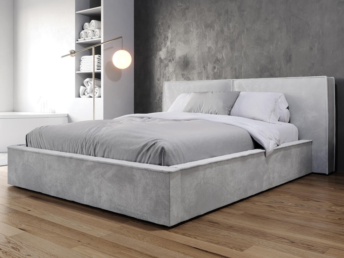 Letto imbottito 140x200 con contenitore grigio PRO line 20 Harmony 80