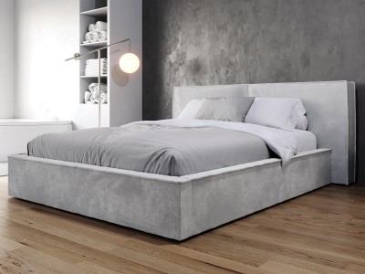 Letto imbottito 140x200 con contenitore grigio PRO line 20 Harmony 80