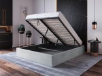 Letto imbottito 120x200 con contenitore, senza testiera Grigio Velvet Box Line