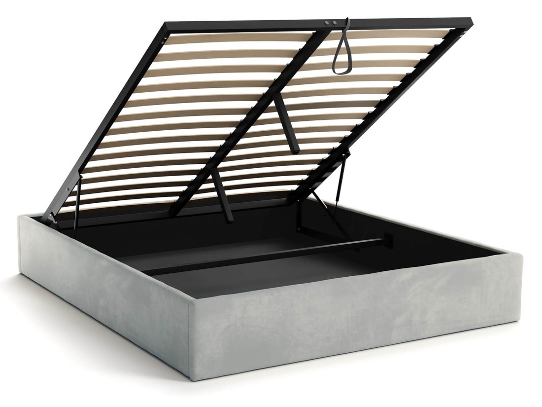Letto imbottito 180x200 con contenitore, senza testiera Grigio Velvet Box Line