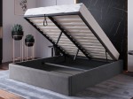 Letto imbottito 160x200 con contenitore, senza testiera Grafite Velvet Box Line