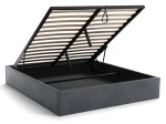 Letto imbottito 160x200 con contenitore, senza testiera Grafite Velvet Box Line