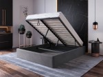 Letto imbottito 160x200 con contenitore, senza testiera Grafite Velvet Box Line