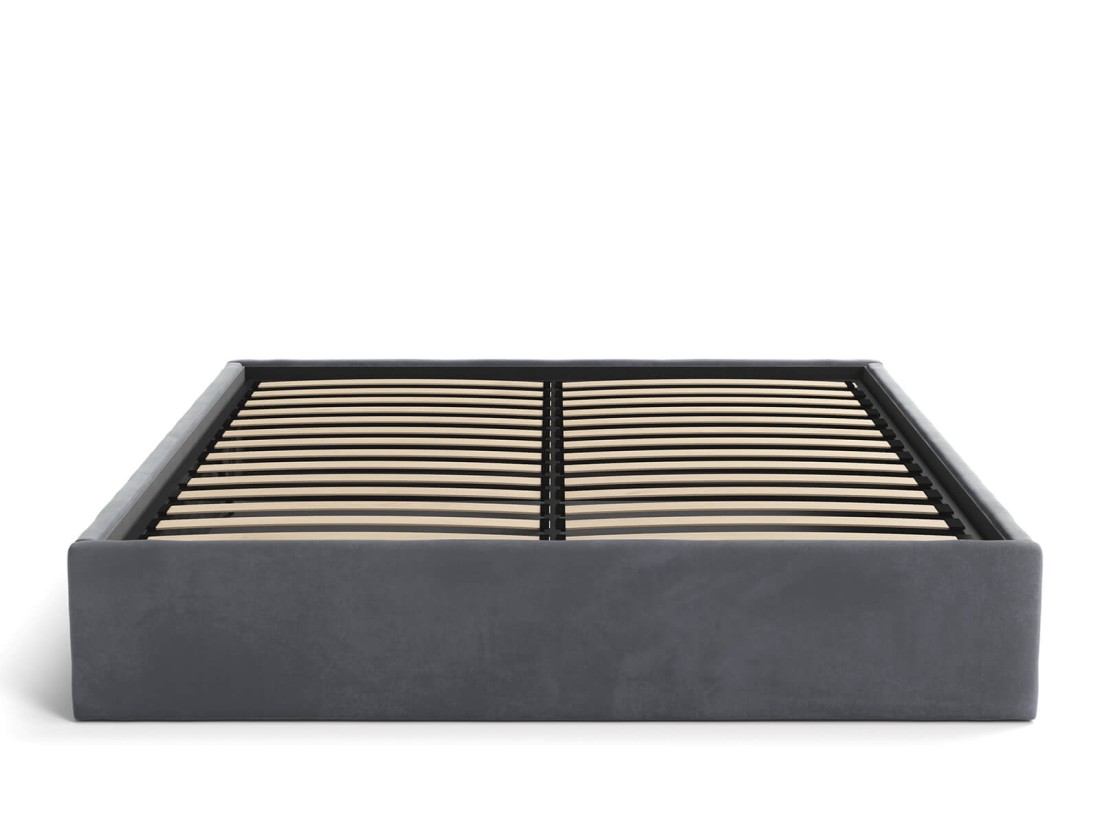 Letto imbottito 140x200 con contenitore, senza testiera Grafite Velvet Box Line