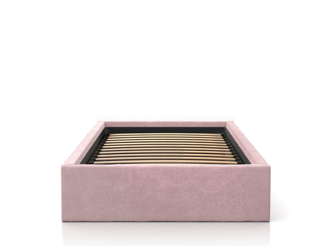 Letto imbottito per bambini con contenitore 90x200 con struttura in velluto rosa Kids Line Box