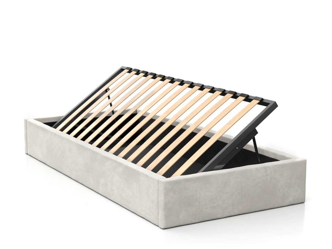 Letto imbottito per bambini con contenitore 90x200 con struttura in velluto grigio Kids Line Box