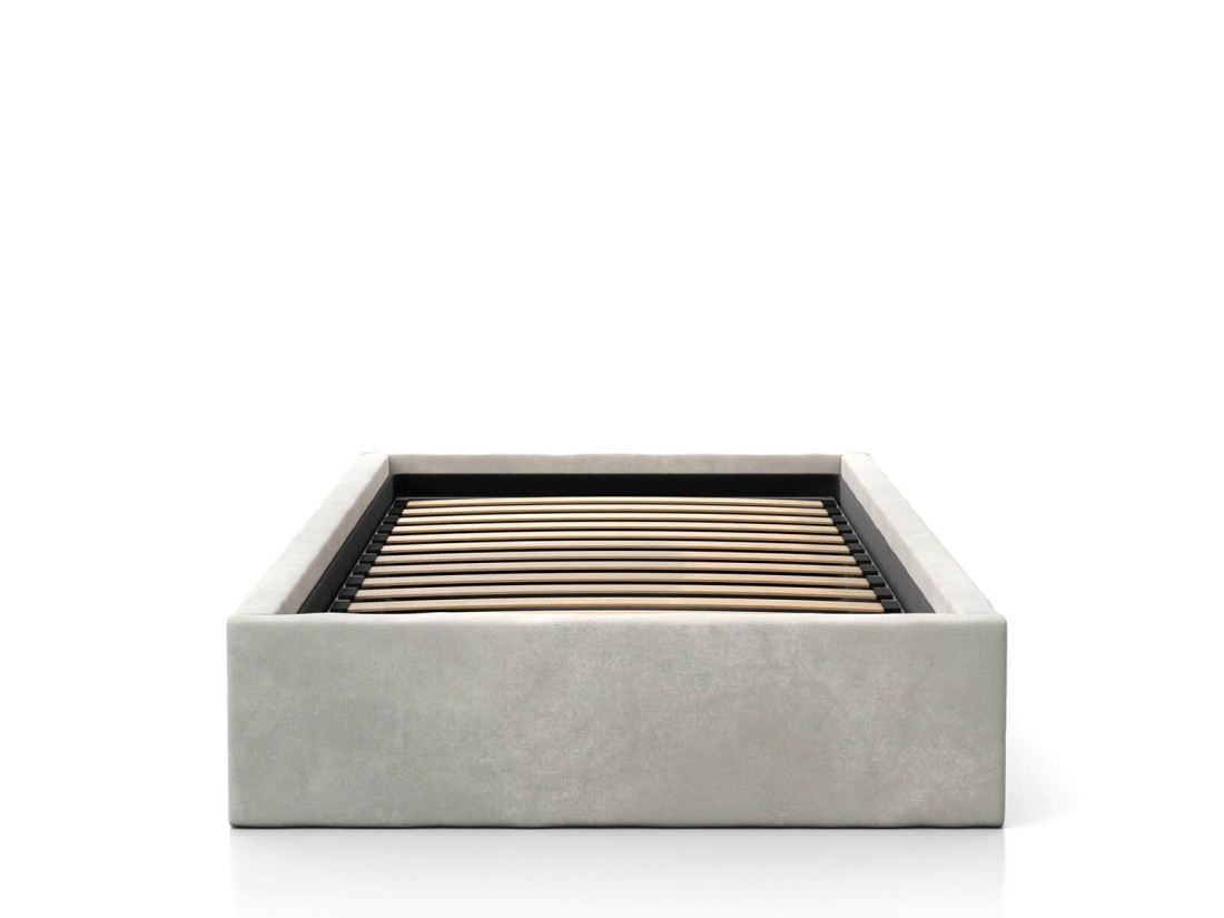Letto imbottito per bambini con contenitore 90x200 con struttura in velluto grigio Kids Line Box