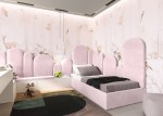 Letto imbottito per bambini con contenitore 90x200 con struttura in velluto rosa Kids Line Box