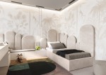 Letto imbottito per bambini con contenitore 90x200 con struttura in velluto beige Kids Line Box