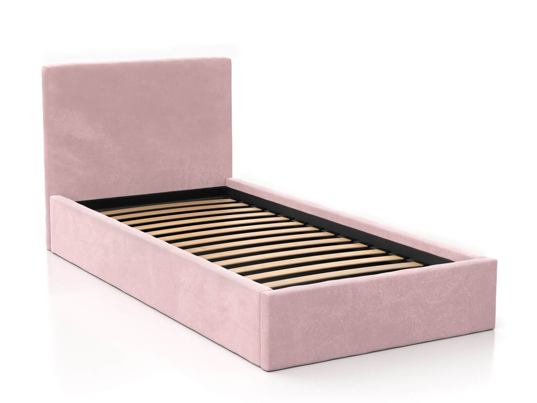 Letto imbottito per bambini con contenitore 90x200 con struttura in velluto rosa Kids Line 4