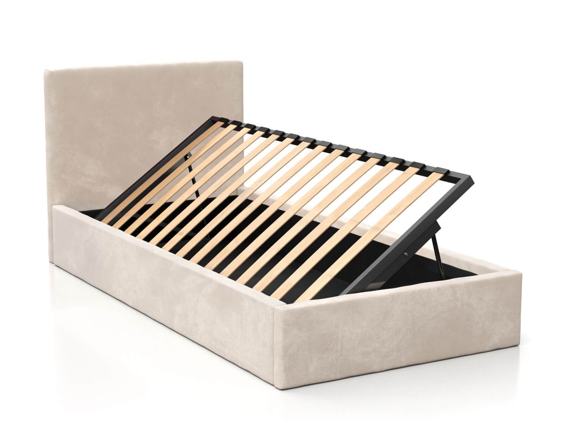 Letto imbottito per bambini con contenitore 90x200 con struttura in velluto beige Kids Line 4