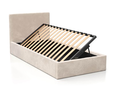 Letto imbottito per bambini con contenitore 90x200 con struttura in velluto beige Kids Line 4