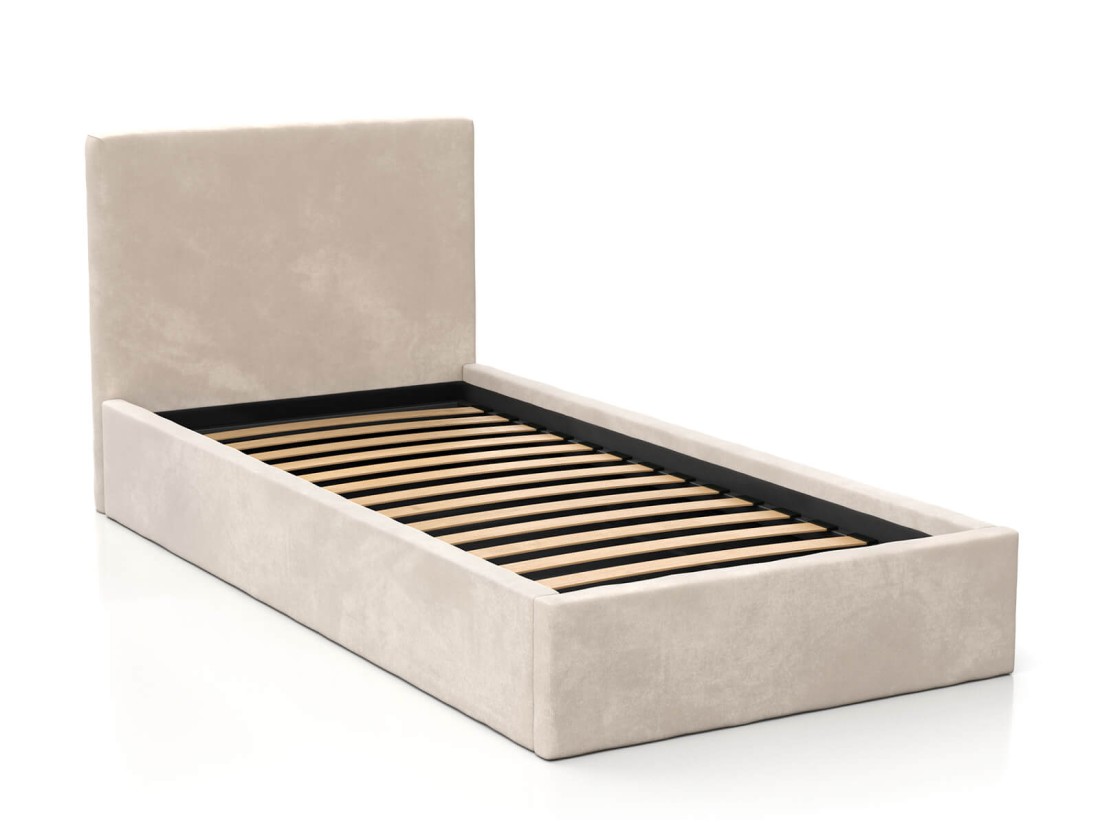 Letto imbottito per bambini con contenitore 90x200 con struttura in velluto beige Kids Line 4
