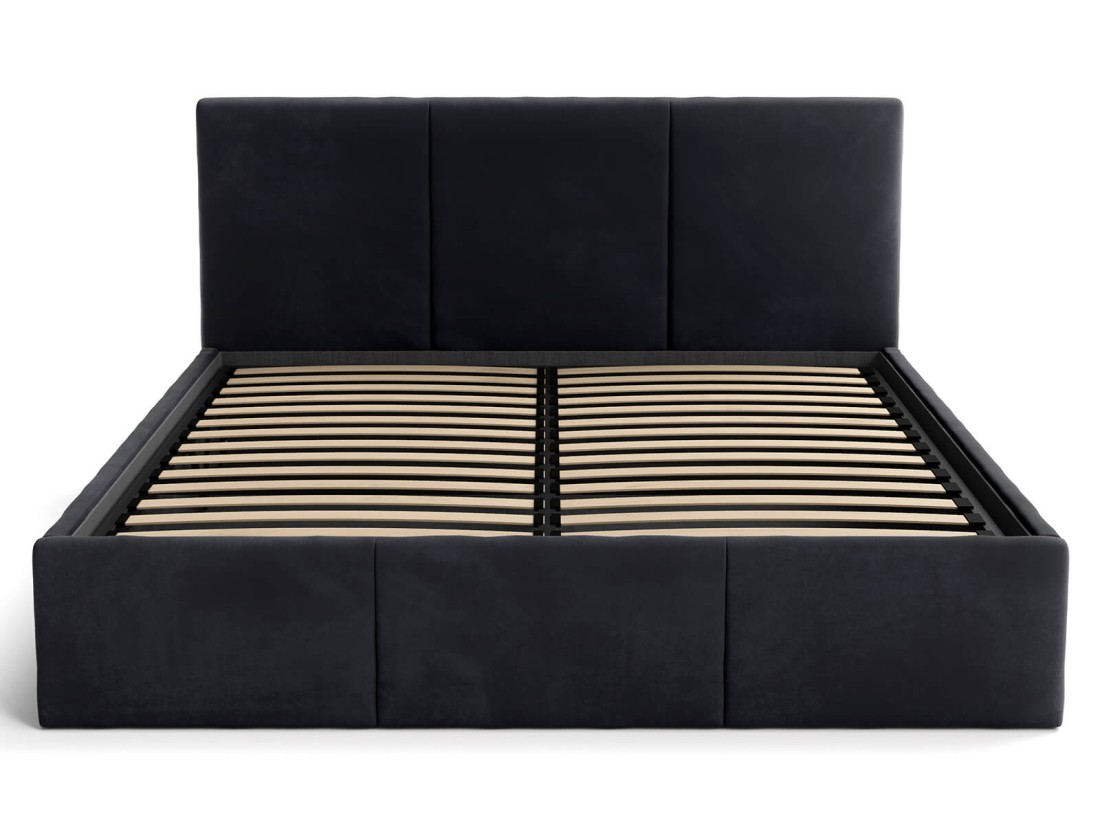 Letto singolo 120x200 imbottito con contenitore TOP line 7 Velvet Nero