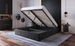 Letto singolo 120x200 imbottito con contenitore TOP line 7 Velvet Nero