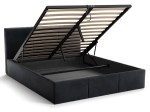 Letto matrimoniale 180x200 imbottito con contenitore TOP line 7 Velvet Nero