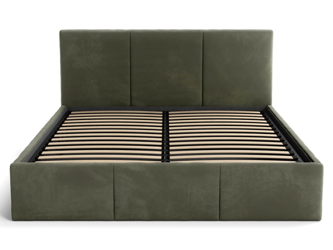 Letto singolo 120x200 imbottito con contenitore TOP line 7 Velvet Oliva