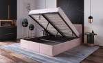 Letto matrimoniale 160x200 imbottito con contenitore TOP line 7 Velvet Rosa