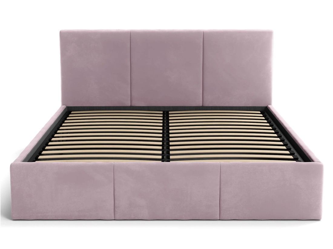 Letto singolo 120x200 imbottito con contenitore TOP line 7 Velvet Rosa