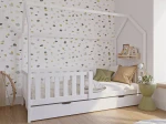 Lettino Montessori 80x160 cm a Casetta Bianco con cassettone e sponde D7S