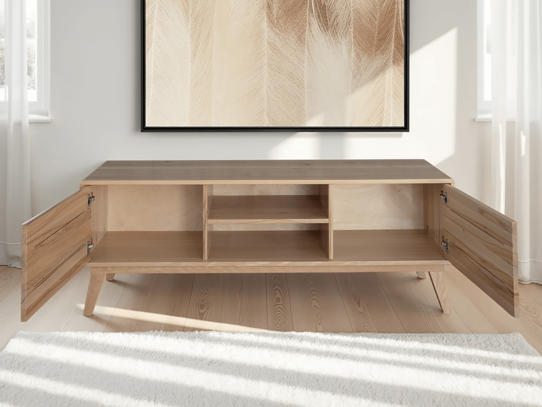 Armadio RTV in legno di faggio Beskid Larghezza 155 cm rovere rustikal
