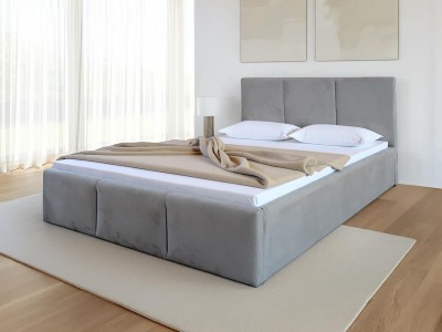 Letto singolo 120x200 imbottito con contenitore TOP line 7 Velvet Grigio