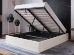 Letto imbottito 180x200 con contenitore, senza testiera Crema Boucle Box Line