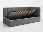 Divano singolo imbottito 90x200 con contenitore con struttura, Tom Velvet grafite