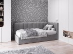 Divano singolo imbottito 90x200 con contenitore con struttura, Tom Velvet grafite