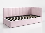 Divano singolo imbottito 90x200 con contenitore con struttura, Tom Velvet Rosa