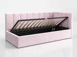 Divano singolo imbottito 90x200 con contenitore con struttura, Tom Velvet Rosa