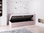 Divano singolo imbottito 90x200 con contenitore con struttura, Tom Velvet Rosa