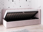 Divano singolo imbottito 90x200 con contenitore con struttura, Tom Velvet Rosa