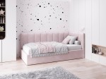 Divano singolo imbottito 90x200 con contenitore con struttura, Tom Velvet Rosa