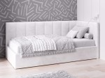 Divano singolo imbottito 90x200 con contenitore con struttura, Tom Velvet Grigio
