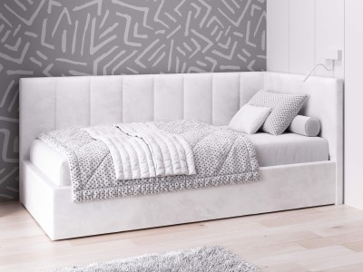 Divano singolo imbottito 90x200 con contenitore con struttura, Tom Velvet Grigio