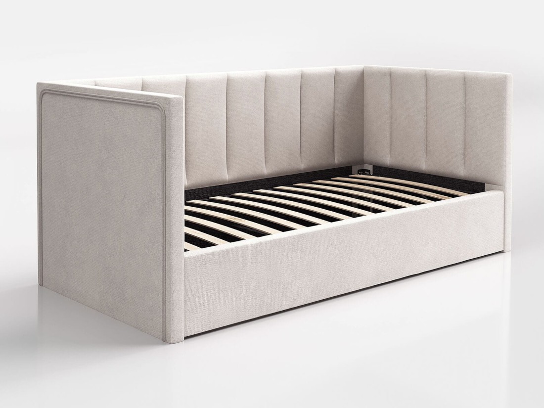 Divano singolo imbottito 90x200 con contenitore con struttura, Urus beige Soro21