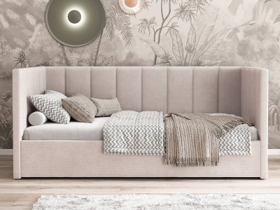 Divano singolo imbottito 90x200 con contenitore con struttura, Urus beige Soro21
