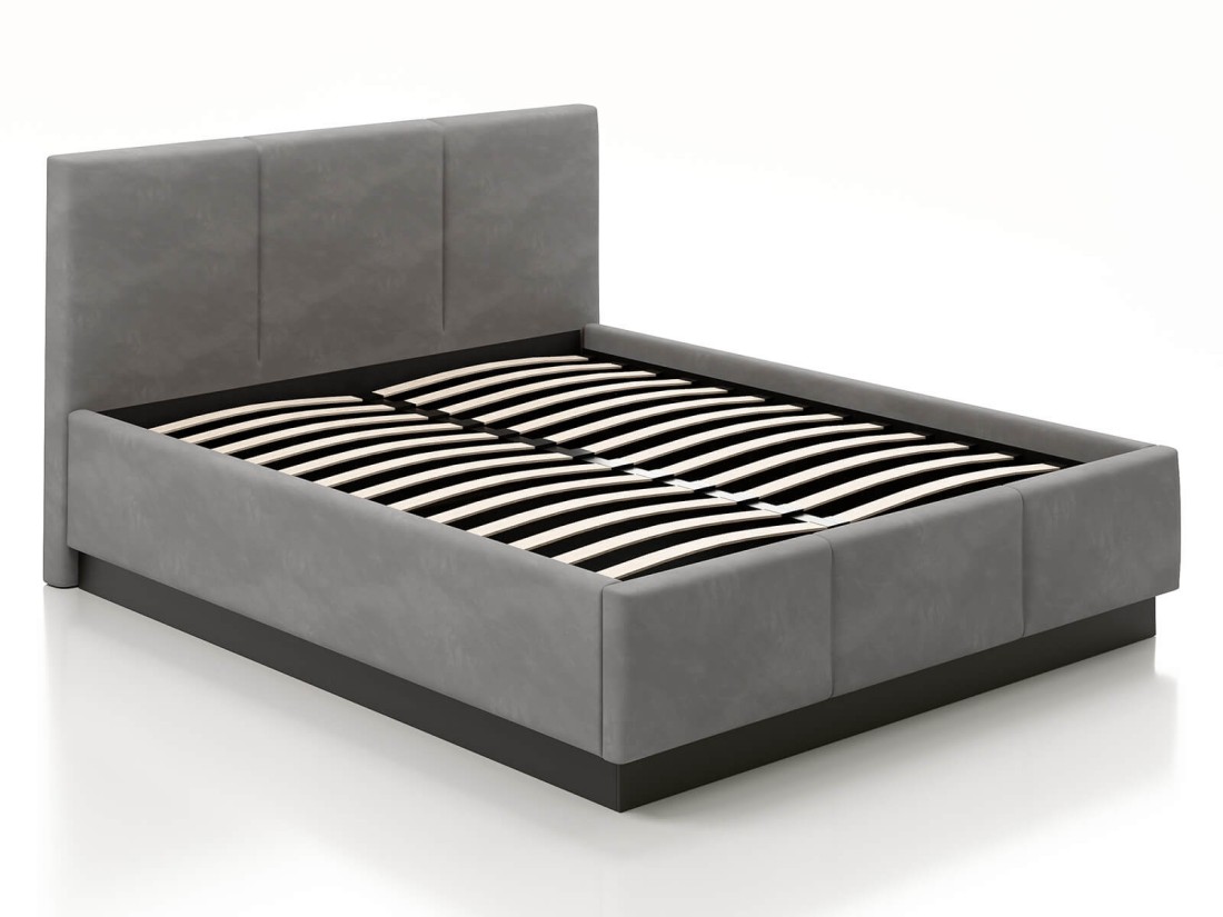 Letto matrimoniale 140x200 imbottito, levitante con contenitore TOP line 8 Velvet Grafite