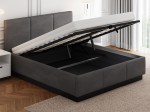Letto matrimoniale 140x200 imbottito, levitante con contenitore TOP line 8 Velvet Grafite
