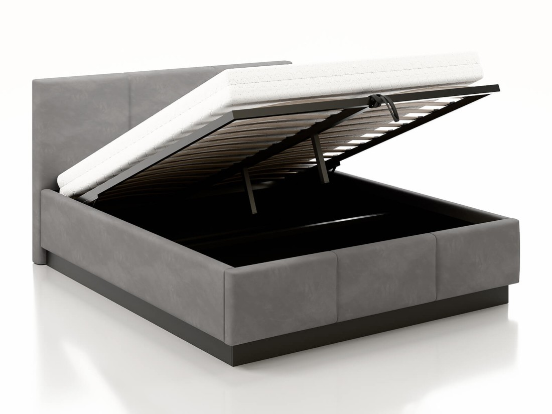 Letto matrimoniale 160x200 imbottito, levitante con contenitore TOP line 8 Velvet Grafite