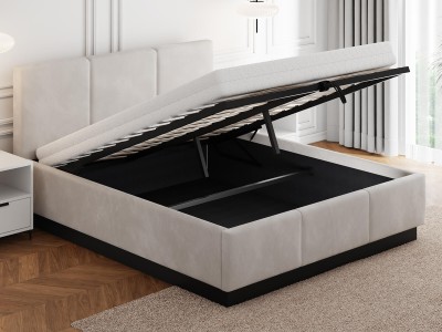 Letto matrimoniale 180x200 imbottito, levitante con contenitore TOP line 8 Velvet Grigio