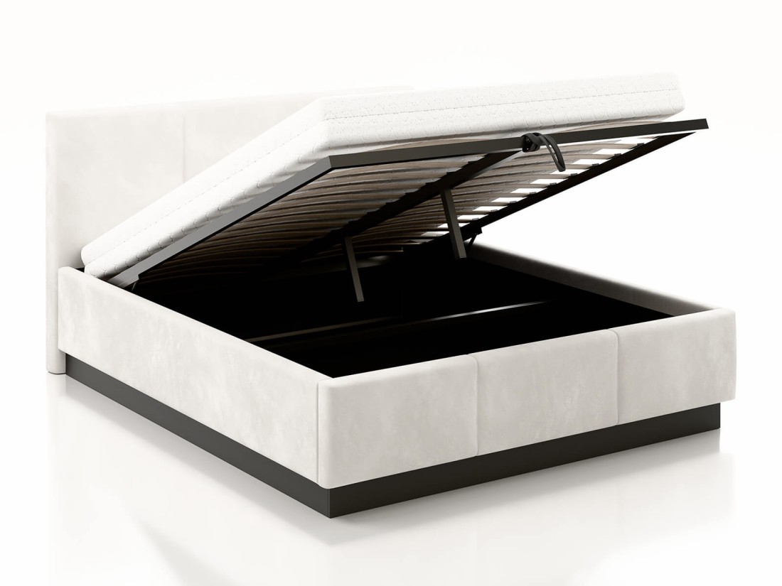 Letto matrimoniale 180x200 imbottito, levitante con contenitore TOP line 8 Velvet Grigio