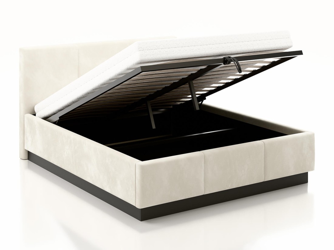 Letto matrimoniale 140x200 imbottito, levitante con contenitore TOP line 8 Velvet Beige