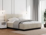 Letto matrimoniale 140x200 imbottito, levitante con contenitore TOP line 8 Velvet Beige