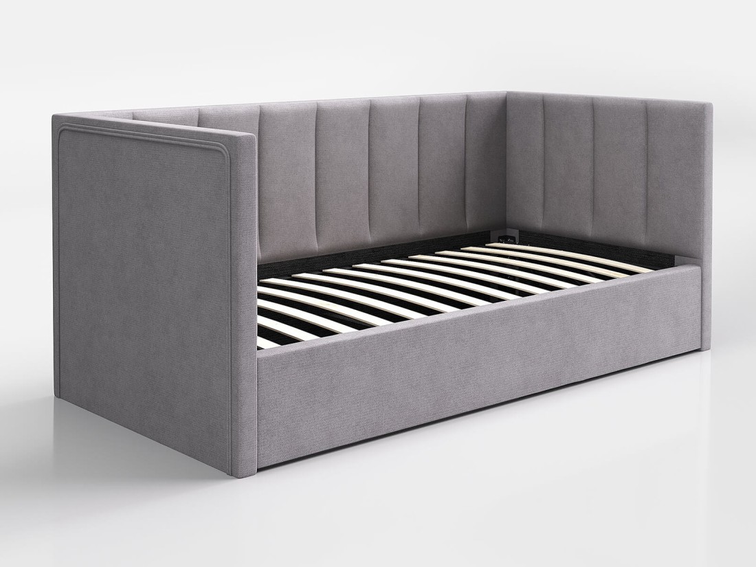 Divano singolo imbottito 90x200 con contenitore con struttura, Urus Grigio Soro90