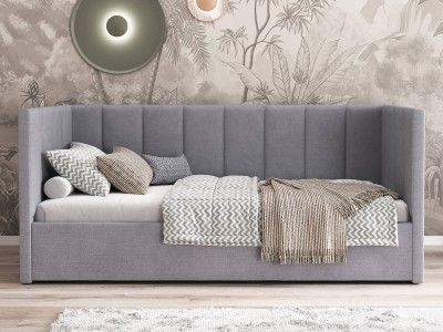 Divano singolo imbottito 90x200 con contenitore con struttura, Urus Grigio Soro90