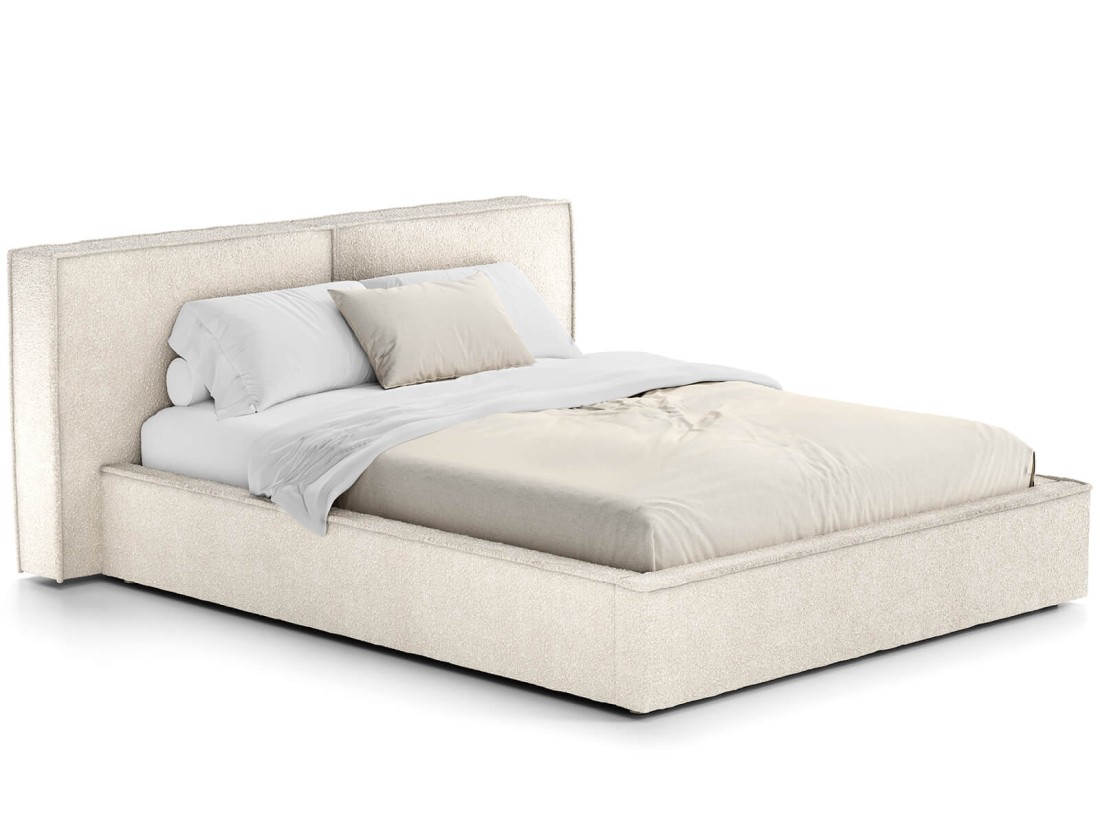 Letto imbottito 160x200 con contenitore beige PRO line 20 Boucle 02