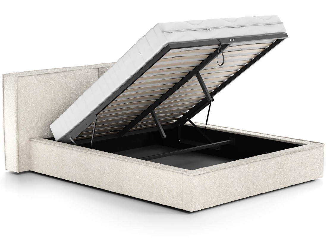 Letto imbottito 140x200 con contenitore beige PRO line 20 Boucle 02
