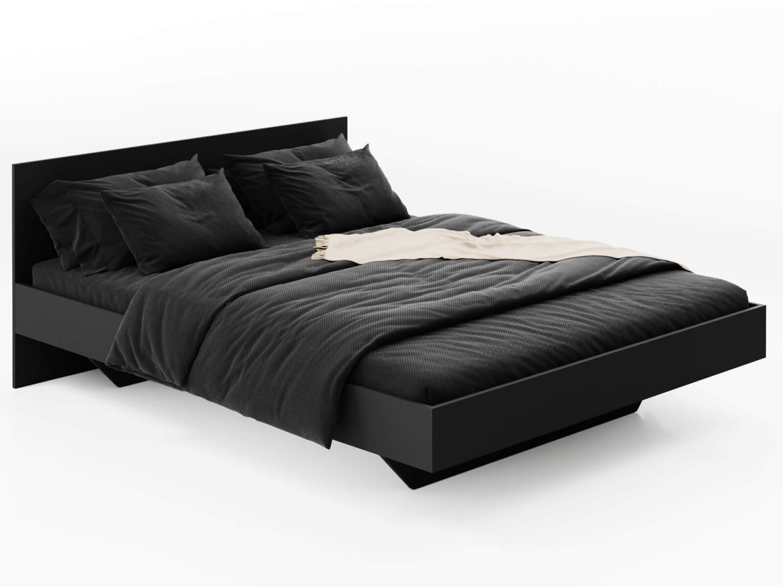 Letto levitante 160x200 nero DM2 realizzato con pannello per mobili